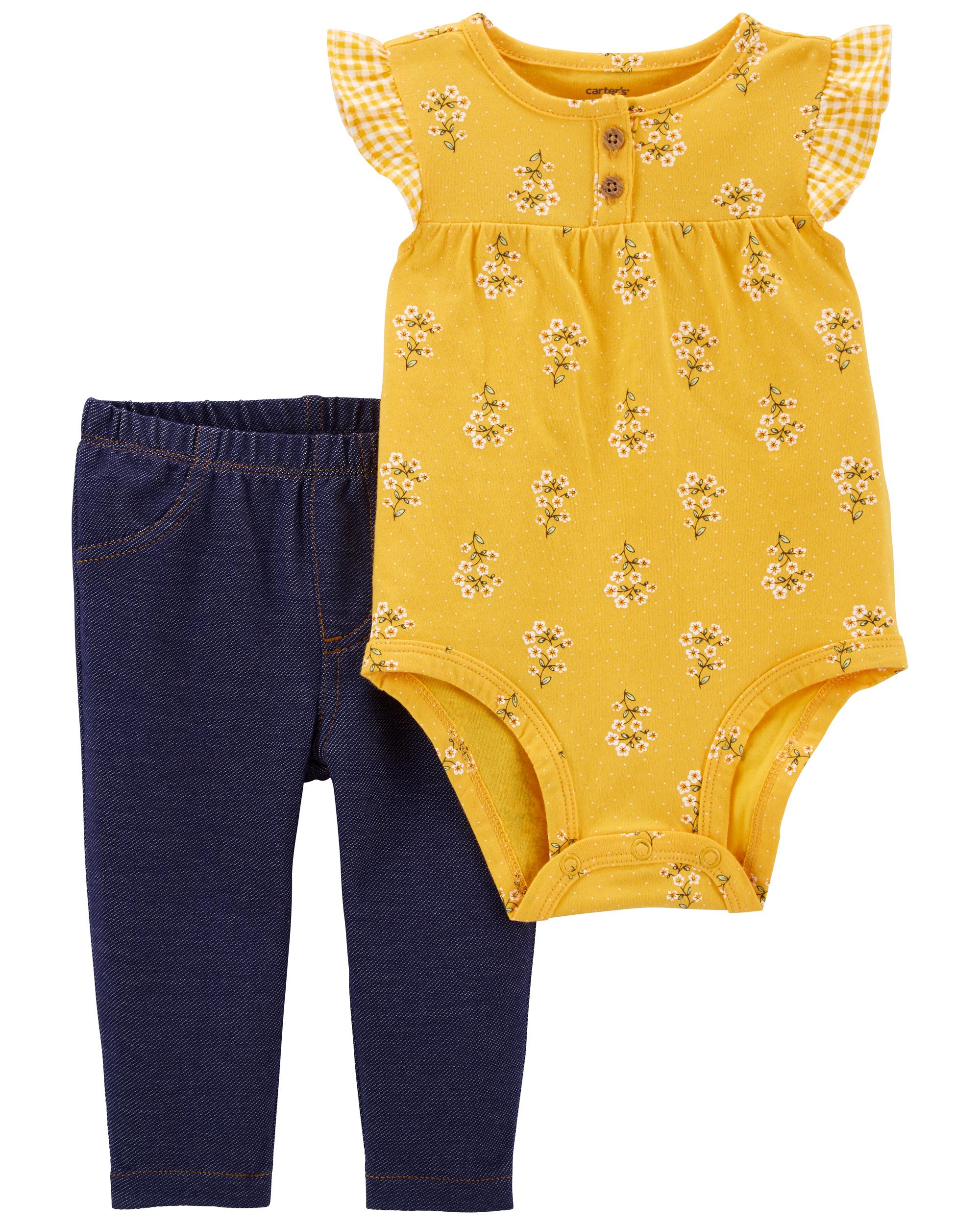 Conjunto Floral 2 peças Amarelo Menina (Carter's)